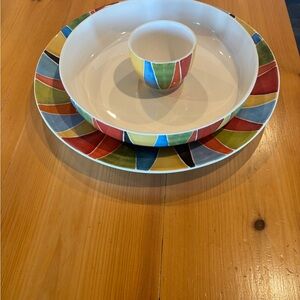 Crate&Barrel Multicolor Striped Dinnerware Set